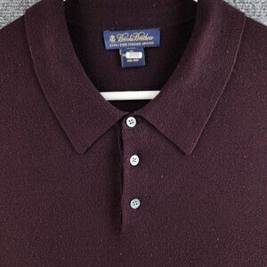 Brooks Brothers Merino Wool XL Collared Preppy Dark Red Sweater Adult Knit Men